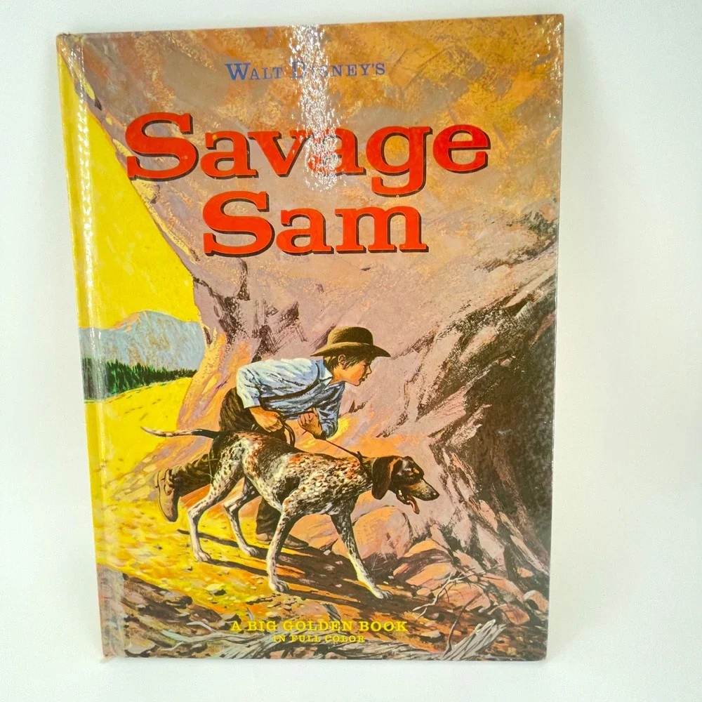 Walt Disney Savage Sam Big Golden Book 1963 Vintage Hardcover Western Large
